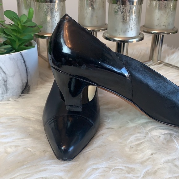 EVAN Picone Black Patent Feather Construction Pointed toe Pump Size 10 - Picture 6 of 15